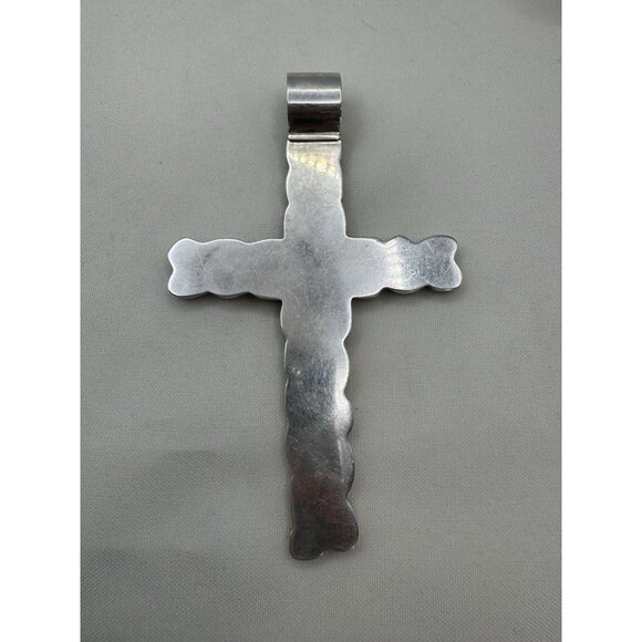 DTR Jay King Sterling Silver & Turquoise Large Cross Pendant 5 Inches Long - Picture 6 of 8